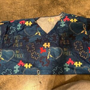 Autism Print Scrub Top Size 5x